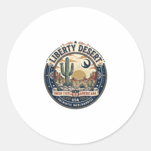 Liberty Desert Patriotic Patriotic Desert Cactus U Classic Round Sticker