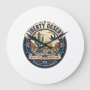 Liberty Desert Patriotic Patriotic Desert Cactus U Large Clock