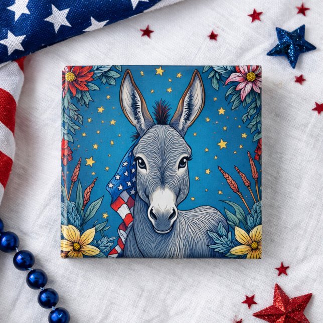 Liberty Donkey 15 Cm Square Badge (Creator Uploaded)