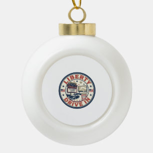 Liberty Drive In Patriotic Patriotic Drive In Thea Ceramic Ball Christmas Ornament