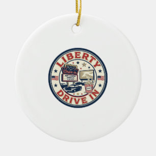 Liberty Drive In Patriotic Patriotic Drive In Thea Ceramic Ornament