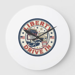 Liberty Drive In Patriotic Patriotic Drive In Thea Large Clock
