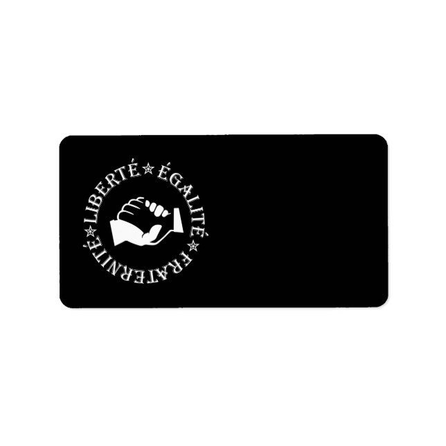 Liberty, equality, fraternity label (Front)