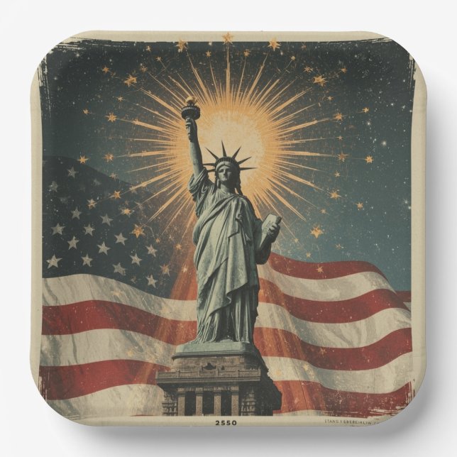 Liberty & Fireworks Glory Paper Plate (Front)