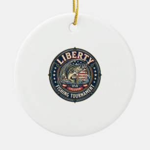 Liberty Fishing Tournament Patriotic Patriotic Fis Ceramic Ornament