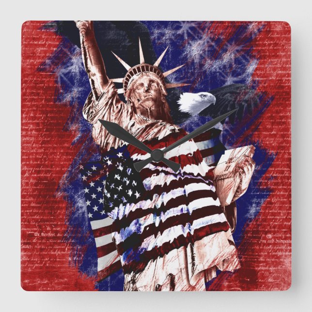 Liberty For All Square Wall Clock (Front)