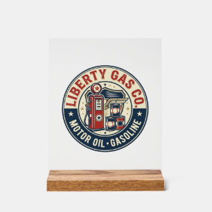 Liberty Gas Co Patriotic Patriotic Gas Station Mot Acrylic Sign