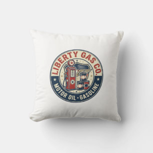 Liberty Gas Co Patriotic Patriotic Gas Station Mot Cushion