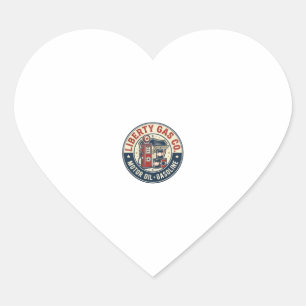 Liberty Gas Co Patriotic Patriotic Gas Station Mot Heart Sticker