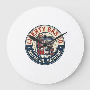 Liberty Gas Co Patriotic Patriotic Gas Station Mot Large Clock