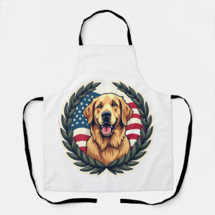 Liberty Golden Retriever Vintage Patriotic Tee 4 Apron