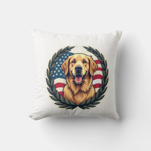 Liberty Golden Retriever Vintage Patriotic Tee 4 Cushion