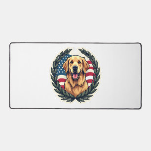 Liberty Golden Retriever Vintage Patriotic Tee 4 Desk Mat