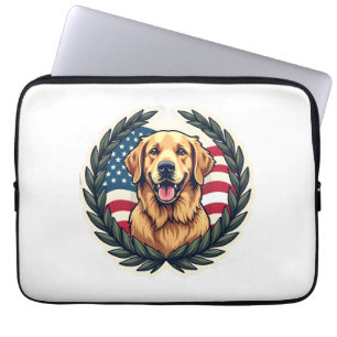 Liberty Golden Retriever Vintage Patriotic Tee 4 Laptop Sleeve