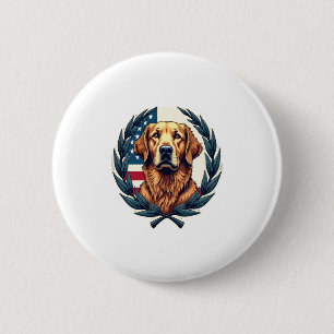 Liberty Golden Retriever Vintage Patriotic Tee 6 Cm Round Badge