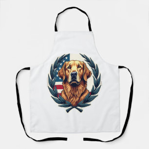 Liberty Golden Retriever Vintage Patriotic Tee Apron