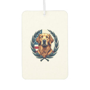 Liberty Golden Retriever Vintage Patriotic Tee Car Air Freshener