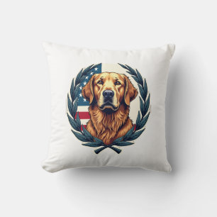 Liberty Golden Retriever Vintage Patriotic Tee Cushion