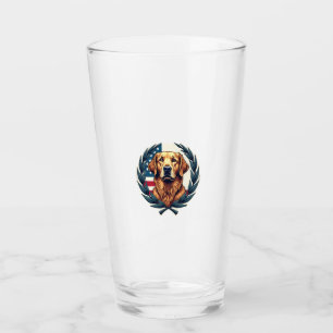 Liberty Golden Retriever Vintage Patriotic Tee Glass
