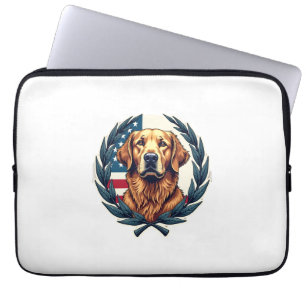 Liberty Golden Retriever Vintage Patriotic Tee Laptop Sleeve