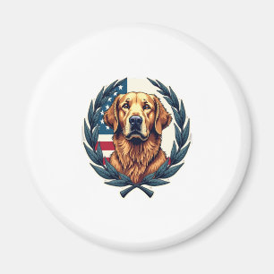 Liberty Golden Retriever Vintage Patriotic Tee Magnet