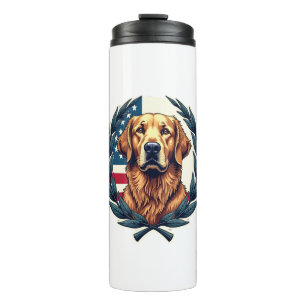 Liberty Golden Retriever Vintage Patriotic Tee Thermal Tumbler