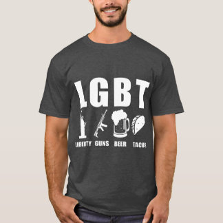 Liberty Guns Beer Tacos LGBT Funny Parody  Gift T-Shirt