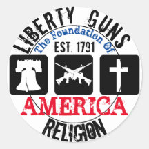 Liberty Guns Religion Round Sticker