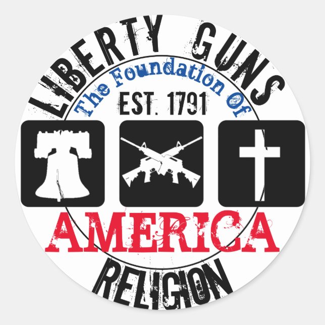Liberty Guns Religion Round Sticker (Front)