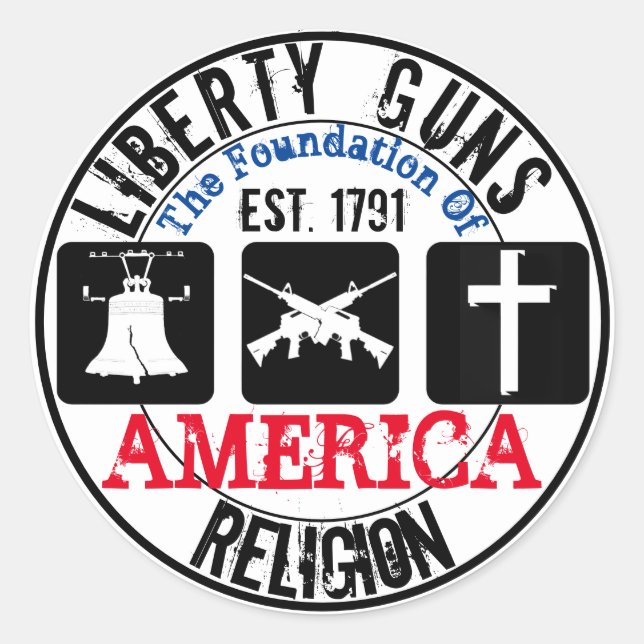 Liberty Guns Religion Round Sticker (Front)
