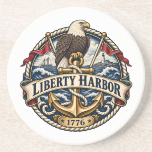 Liberty Harbour Eagle Anchor Round Sandstone Coaster
