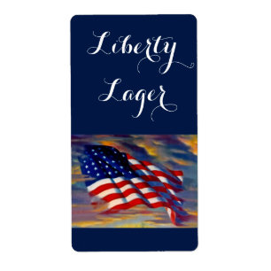 Liberty Lager USA Flag Wave Homebrewing Beer Label