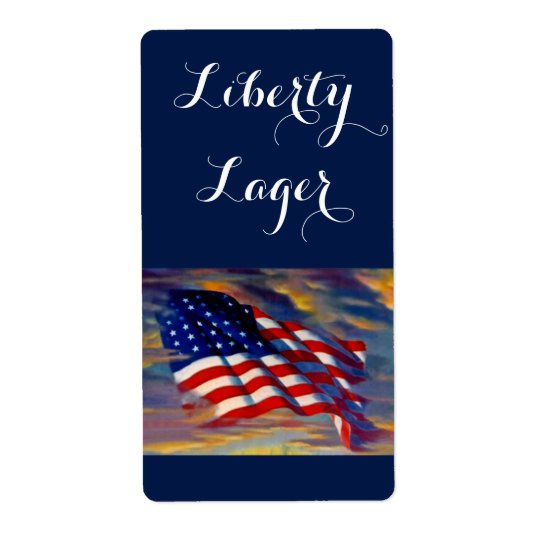 Liberty Lager USA Flag Wave Homebrewing Beer Label Shipping Label