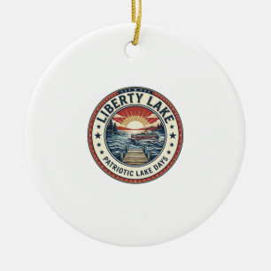 Liberty Lake Patriotic Patriotic Lake Life Vintage Ceramic Ornament
