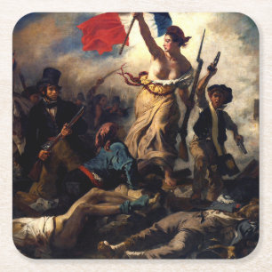 Liberty Leading the People, Eugene Delacroix Square Paper Coaster