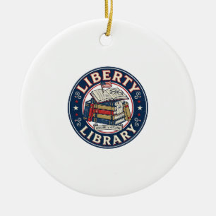 Liberty Library Patriotic Patriotic Library Readin Ceramic Ornament