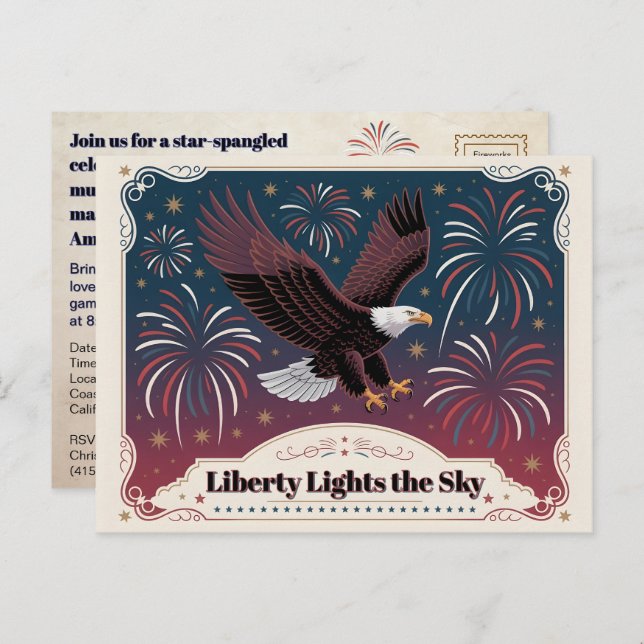 Liberty Lights the Sky • 1776–2026 Keepsake Postcard (Front/Back)