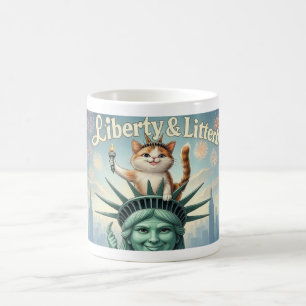 Liberty & Litterboxes – Funny Patriotic Cat Mug
