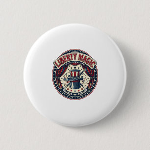 Liberty Magic Patriotic Patriotic Magic Show Vinta 6 Cm Round Badge