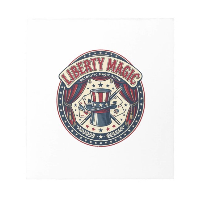 Liberty Magic Patriotic Patriotic Magic Show Vinta Notepad (Front)