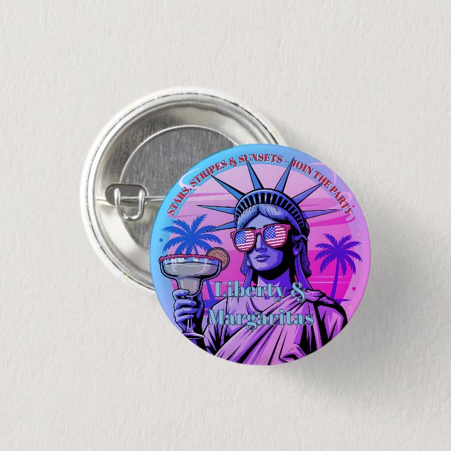 Liberty & Margaritas • 1776–2026 Neon Celebration 3 Cm Round Badge (Front & Back)