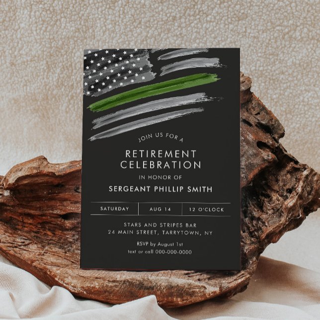 LIBERTY Military Retirement Party Thin Green Line Invitation (Creator Uploaded)