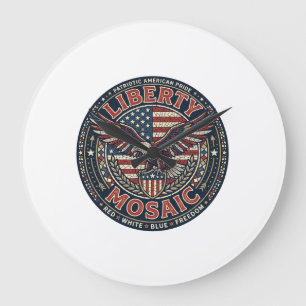 Liberty Mosaic Patriotic Patriotic Mosaic Vintage Large Clock