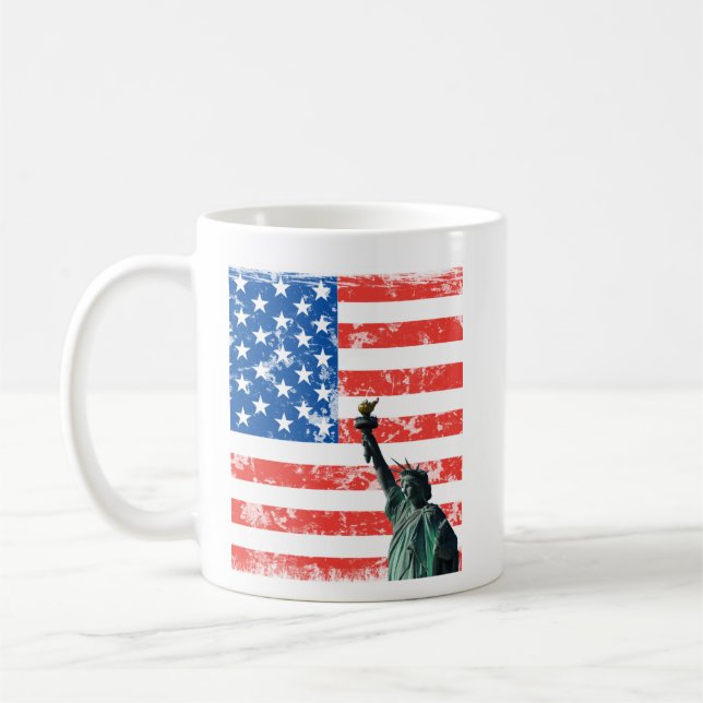 Liberty mug with stars and stripes background (Left)