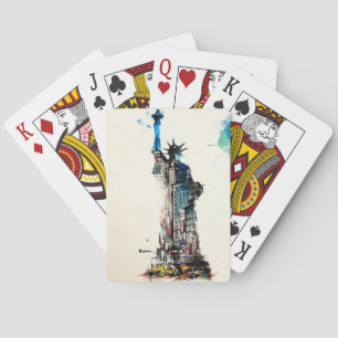 Liberty New York City Travel Love Watercolor Playing Cards