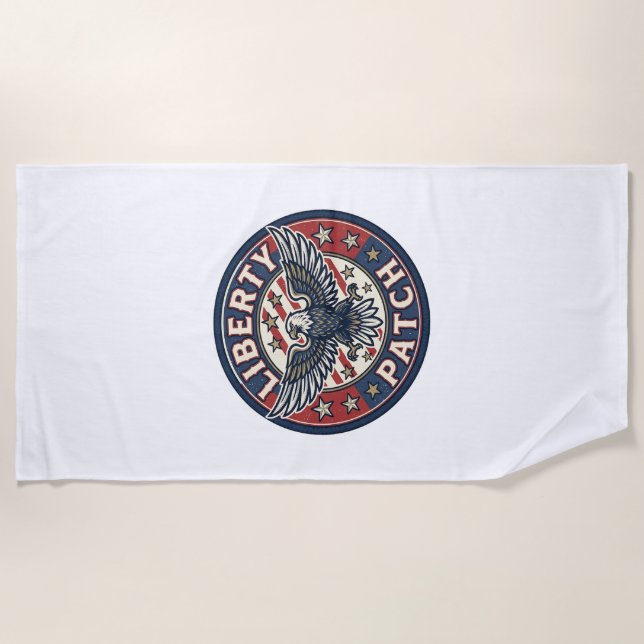 Liberty Patch Patriotic Patriotic Patch Embroidery Beach Towel (Front)