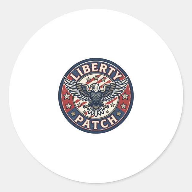 Liberty Patch Patriotic Patriotic Patch Embroidery Classic Round Sticker (Front)