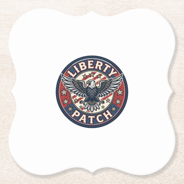 Liberty Patch Patriotic Patriotic Patch Embroidery Paper Coaster (Front)