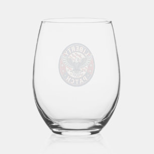Liberty Patch Patriotic Patriotic Patch Embroidery Stemless Wine Glass