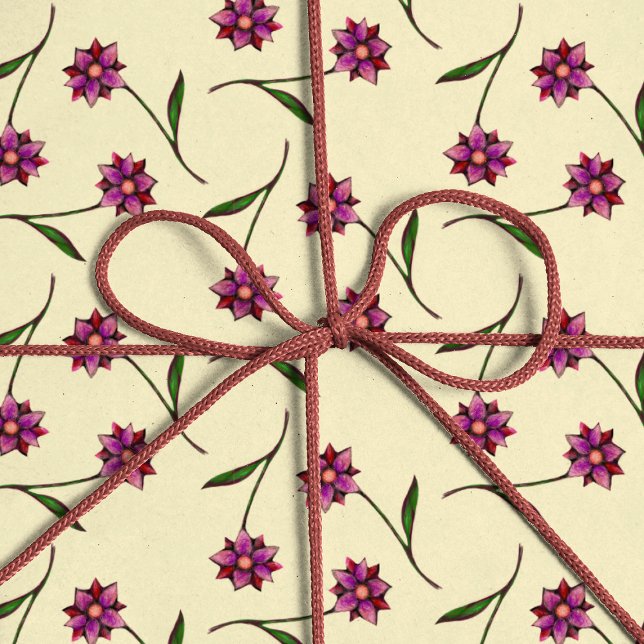 Liberty pattern pink flowers with cream background wrapping paper (Creator Uploaded)